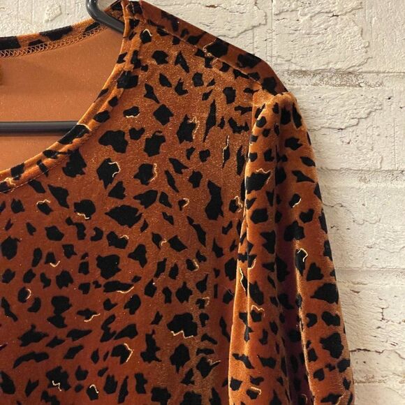 Drapers & Damon's Animal Print Velour Short Sleeve Top M - Picture 3 of 8